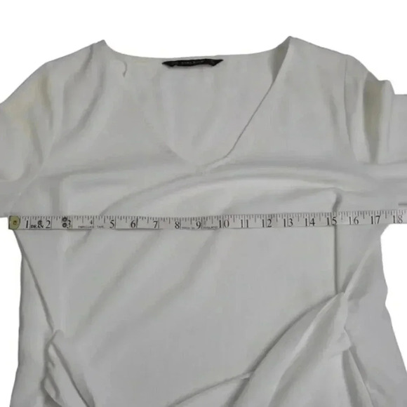 Zara White Blouse Top With Belt  V-Neck Flowy Size Small - Picture 11 of 14